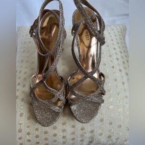 Nine West Sparkling Gold Strappy Heels